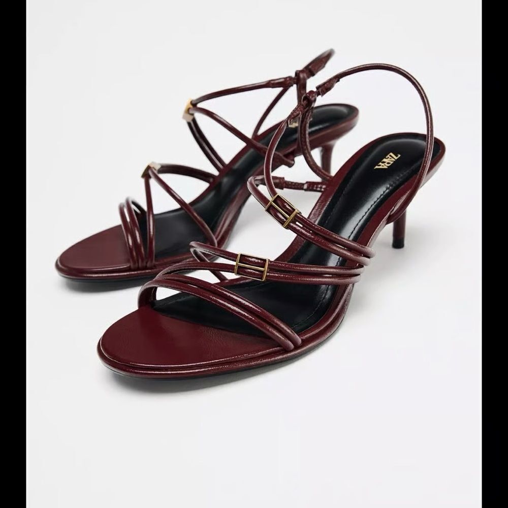 NWOT Zara Burgundy Strappy Heel